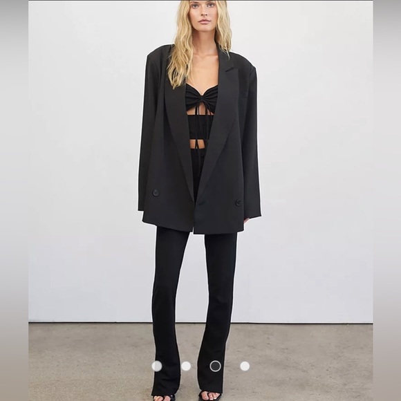 Black Slit Leg Jumpsuit with Pockets